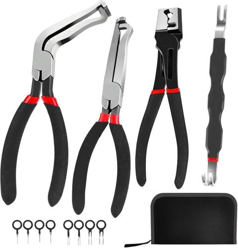 Electrical Disconnect Pliers Set, 5PCS Automotive Connector Removal Tools for Fuel Line, Sensor, Injector & Ignition Coil, with Storage Case (Black) - color: 5pcs(black)