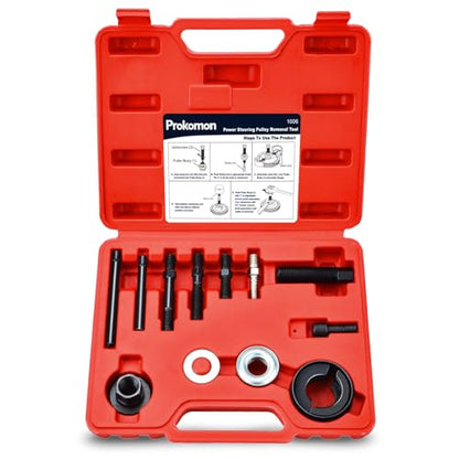 Power Steering Pulley Puller Installer Kit for Most Engines | Removes and installs Power Steering, Water Pump and Vacuum Pump Pulleys. Fits Most Engines for Fast Repairs.