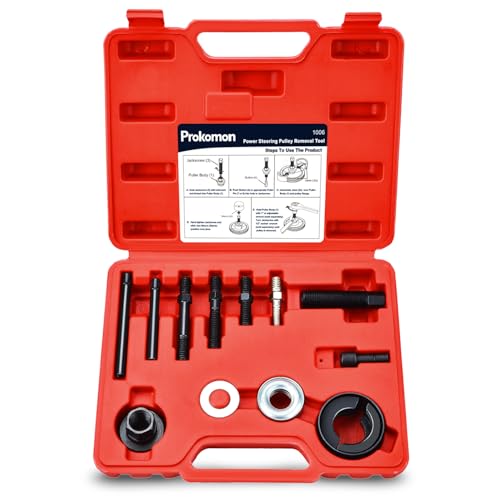 Power Steering Pulley Puller Installer Kit for Most Engines | Removes and installs Power Steering, Water Pump and Vacuum Pump Pulleys. Fits Most Engines for Fast Repairs.