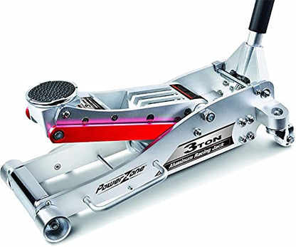 Power Zone 680061 3-Ton Aluminum Hydraulic Racing Jack, Lift Range: 3-3/4” to 19-5/16”,Silver,680061-A