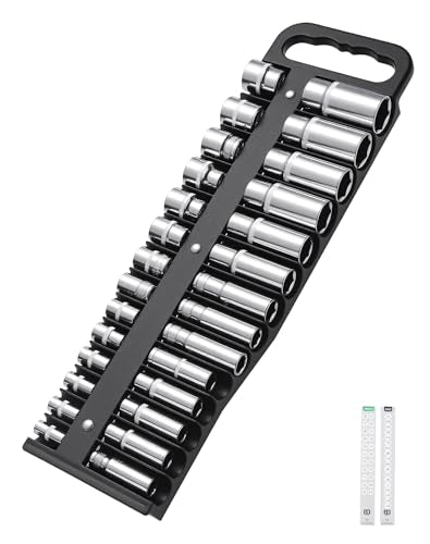 ALOANES Portable Magnetic Socket Organizer Tray Set, 3PC Heavy Duty Magnetic Socket Holder for Deep&Shallow Socket Storage, Toolbox Socket Set Organizer Fit 3/8" Drive, Sockets NOT Included(Black) - color: Black, size: 3/8-inch Drive