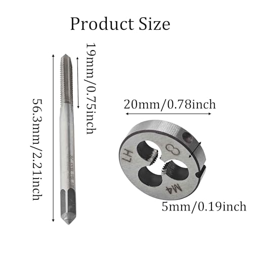 M4 x 0.7 Left Hand Metric Tap and Die Set, High Speed Steel Threading Kit for Reverse Thread Repair and Machining - size: M4 x 0.7