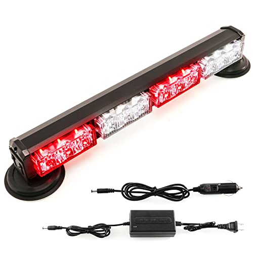 14.8" Battery Powered Emergency Strobe Lights Bar for Trucks/Vehicles Rechargeable Wireless Rooftop Mini Hazard Flashing LED Beacon Warning Light w/Magnetic Base (R/W/R/W) - color: #03 R/W/R/W