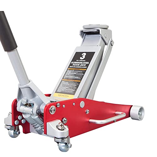 Big RED 3 Ton Floor Jack,Aluminum and Steel Hydraulic Low Profile Car Jack with Dual Piston Quick Lift Pump,Lightweight Racing Floor Jack for Vehicle,6,000 lb Capacity,Red,TAM830011L - color: Red, size: 3 Ton (6,000 lb), style: Aluminum and Steel