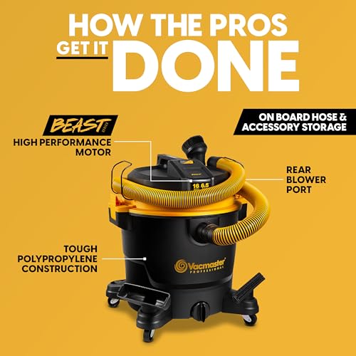 Vacmaster Professional Beast Series 16-Gallon 6.5 Peak HP Wet/Dry Vacuum- VJH1612PF 0203 - size: 16 Gallon