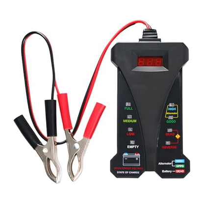 Car Battery Tester, 12V Digital Battery Tester Voltmeter with LCD Display & LED Indication, Alternator Charging System Analyzer, Universal Automotive Batteries Monitor for Cars, SUVs, Trucks