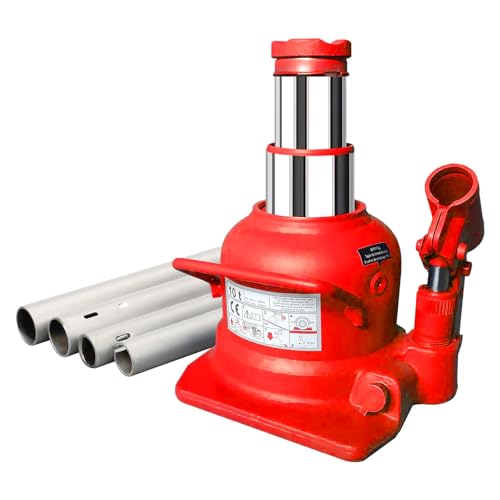 10 Ton (20,000 LBs) Double Ram Low Profile Welded Bottle Jack for Car Auto Repair and House Lift, Red - size: 10TON-LOW
