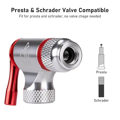 CO2 Inflator Kits, Presta and Schrader Valve Compatible, CO2 Bike Tire Pump for Mountain and Road Bicycles - style: STYLE:D