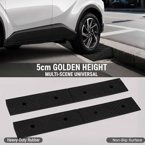 2" Curb Ramps for Driveway - PLSER Low Rubber Curb Driveway Ramp 4410 LBS/2T Capacity Vehicle Ramps for Motorcycle Car Bike Lawn Mowers Mobile,2PCS - size: 39.37"×5.91"×2"