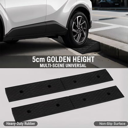 2" Curb Ramps for Driveway - PLSER Low Rubber Curb Driveway Ramp 4410 LBS/2T Capacity Vehicle Ramps for Motorcycle Car Bike Lawn Mowers Mobile,2PCS - size: 39.37"×5.91"×2"