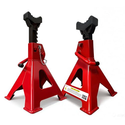3 Ton Jack Stands (6,600 lbs) - Heavy Duty Car Jack Stand with Double Pin Locking, Adjustable 11.22"-16.54" Height, Extra Rubber Pads for Trucks, Garage, Home Use - 1 Pair Red - size: 3 Ton Double Locking