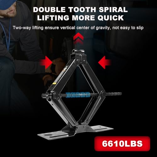 Big RED Car Jack 3Ton/6610 lbs Universal Scissor Jack with Rubber Pad, Portable Tire Changing Kit with Lug Wrench, Emergency Kit for Sedan SUV MPV - size: 3Ton