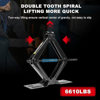 Big RED Car Jack 3Ton/6610 lbs Universal Scissor Jack with Rubber Pad, Portable Tire Changing Kit with Lug Wrench, Emergency Kit for Sedan SUV MPV - size: 3Ton