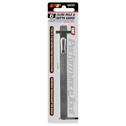 Performance Tool W5707 6-Inch Stainless Steel Sliding Depth Gauge, Silver
