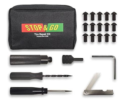 Stop & Go 1000 22 Piece Tubeless Tire Pocket Plugger Repair Kit for Punctures and Flats on Car, Motorcycle, ATV, Jeep, Truck, & Tractor (15 Mushroom Plugs)