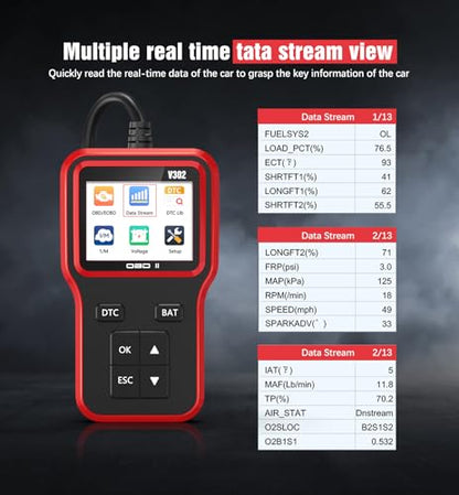 OBD2 Scanner & Battery Tester, Car Diagnostic Tool for Check Engine Light | Read and Clear Error Codes, Check Emission Readiness and Test Battery Status on OBD2 Vehicles Manufactured Since 1996（red） - color: red