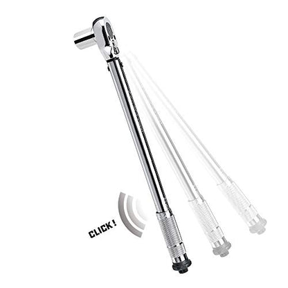 Powerbuilt Micrometer Torque Wrench, 1/2-Inch Drive, Reversible Ratchet Clicks, Lockable, 30 to 150 Foot Pound Range - 644999 - size: 1/2 in.