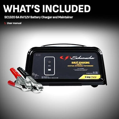 Schumacher Electric Battery Charger and Maintainer, SC1320, 3-in-1, Fully Automatic, 6 Amps, 6 Volt, 12 Volt, for Car, SUV, Truck, and Marine Batteries (Pack of 2) - size: No Size (Pack of 2)