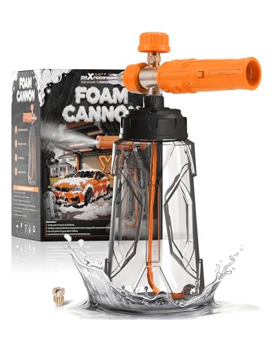 maXpeedingrods Foam Cannon for Pressure Washer, Quick Release Foam Cannon | Wide Mouth Car Wash Foam Gun with 360° Adjustable Soap Cannon, Thick Snow Foam, 1/4'' Quick Connector (Transparent)