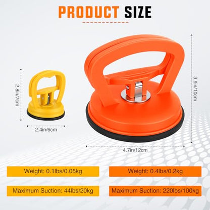 GOOACC Car Dent Puller 3 Pack Orange Yellow Powerful Suction Cup Puller with Handle Lifter Large & Small Pullers Paintless Dent Repair Tool Kit for Car Body Fridge Glass Tiles Screen Object Moving - color: Orange+Yellow