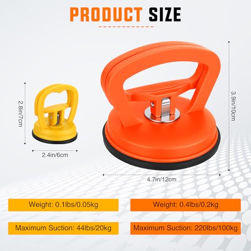GOOACC Car Dent Puller 3 Pack Orange Yellow Powerful Suction Cup Puller | with Handle Lifter Large & Small Pullers Paintless Dent Repair Tool Kit for Car Body Fridge Glass Tiles Screen Object Moving - color: Orange+Yellow