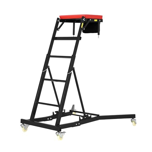Adjustable Automotive Creeper - Heavy Duty 400LB Capacity Mechanic's Creeper with Locking Wheels & Tool Pouch (49"-69" Length) for Truck, SUV & Garage Vehicle Maintenance - color: Black