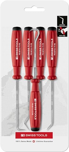 PB Swiss Tools Mini Pick Tool Set PB 8684.CN | 100% Swiss Made | 5-piece SwissGrip Hook Tool for Automotive, O-Ring, Brake, Motor, Gearbox Seal