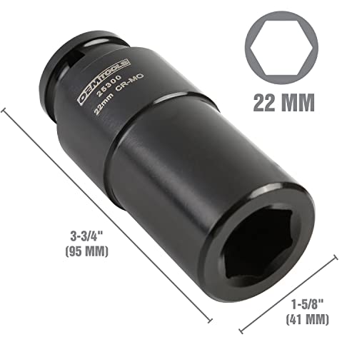 OEMTOOLS 25300 22mm Crank Bolt Socket, Heavy Duty Harmonic Balancer Socket For Stubborn Bolts, 22mm Impact Socket 1/2 Drive Crank Bolt Removal Tool - style: 22 millimeter