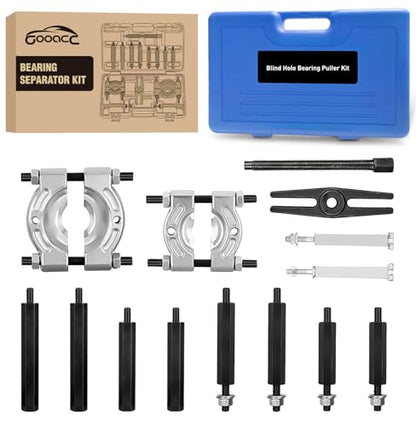 GOOACC 14pcs Bearing Puller Kit, 5 Ton Capacity Bearing Separator with 2" and 3" Jaws, Wheel Bearing Removal and Hub Axle Puller Set, Heavy Duty Gear Splitter Tool Kit, Pinion Pullers with Case, Blue - color: 14pc Bearing Puller Blue