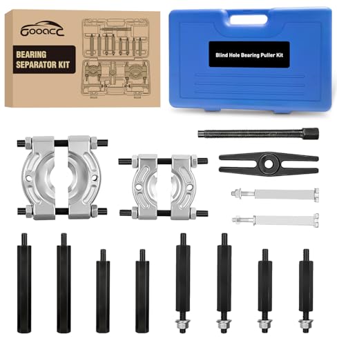 GOOACC 14pcs Bearing Puller Kit, 5 Ton Capacity Bearing Separator with 2" and 3" Jaws, Wheel Bearing Removal and Hub Axle Puller Set, Heavy Duty Gear Splitter Tool Kit, Pinion Pullers with Case, Blue - color: 14pc Bearing Puller Blue
