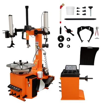 Albott 2HP Tire Changer and Wheel Balancer Combo for 12"–24" Rims, Outside Clamp 12"–22" Inside Clamp 12"–24", Tire Repair and Wheel Balancing for Home Garage & Auto Shop - size: 12"–24" Dual Arm Combo