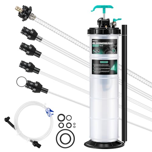 Poafamx 9.5L Oil Extractor Pump Pneumatic/Manual 2.5 Gallon Fluid Extractor | Oil Vacuum Change Pump with 5 Tubes and Extended Storage Units for Automotive, Truck, Boats Oil Change - size: 2.5 Gallon