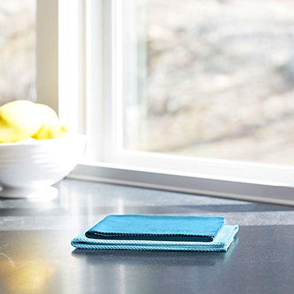 E-Cloth Microfiber Window Cleaning Cloth Kit - Glass Cleaning Cloth for Windows, Mirrors, Cars, Lenses, Eyeglasses, & More, Streak Free Clean, Machine Washable Reusable Towel - Alaskan Blue | Chemical-Free Cleaning - Reusable & Machine Washable Towel, Ver