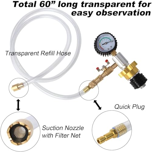 Coolant Vacuum Refill Kit Radiator Cooling System Vacuum Refilling Gauge Tool with 32mm 35mm 40mm 45mm Apdapters