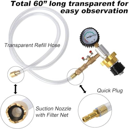 Coolant Vacuum Refill Kit Radiator Cooling System Vacuum Refilling Gauge Tool with 32mm 35mm 40mm 45mm Apdapters