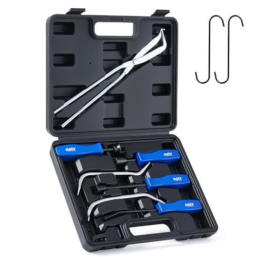 OMT 10-Piece Drum Brake Tool Set with Spring Pliers and Spoons | AISI 1045 Steel, Black Oxide & Chrome, Pliers Compressor Remover Installer, 3 Spoons, 2 Caliper Hangers, Case, Heavy-Duty - color: Black