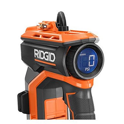 RIDGID 18V Digital Inflator - Battery & Charger Sold Separately - 150 PSI, 150 L/min, 20" Hose - Orange - Automatic, Battery Powered - Air Pump | Battery and Charger Sold Separately - Not eligible for the Lifetime Service Agreement