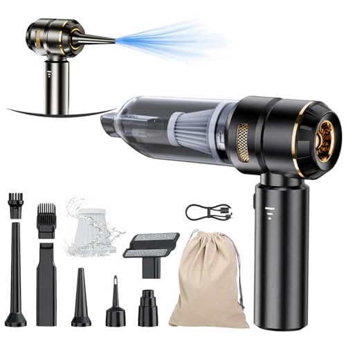 houscly Car Vacuum Portable Cordless 20000PA High Power 4-in-1 Compressed Air Duster & Air Blower & Pump Hand Held Vacuum with Brushless Motor for Car, Home, Office,Camping Ideal Gifts for Men & Women - color: Gold