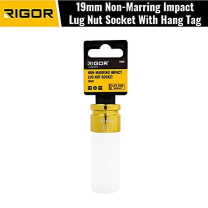 RIGOR 11504 19mm Non-Marring Lug Nut Socket | Wheel Protector Impact Socket | 1/2" Drive, 6 Point, CR-MO, Metric - size: 19mm