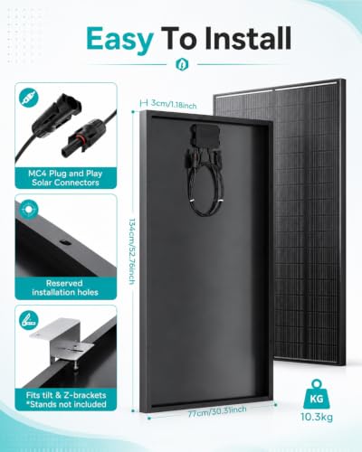 200 Watt TÜV Certification N-Type Solar Panel, 25.6% Efficiency | IP68 Waterproof, 16BB High Efficiency Monocrystalline PV Module, for RV, Van, Marine & Off-Grid Systems, Emergency Backup - style: 200W