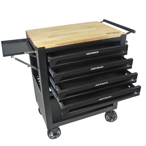 Campfun 4 Drawers Tool Box with Wheels, Rolling Tool Chest Rolling Tool Cart with Drawers, Multifunction Tool Box for Mechanic Tool Cart, Tool Box Organizers and Storage for Garage, Black - color: 4 Drawers-black
