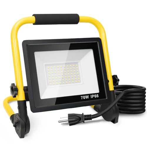 10000LM LED Work Light: Portable Work Light with 5FT Cord, IP66 Waterproof Flood Light for Garage Workshop Job Site Construction Indoor Outdoor Lighting, Tool Gifts for Men Him Husband