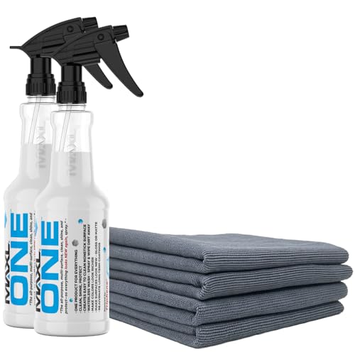 MAXL MAXLONE™ Car Spray with Triphene® All Purpose Waterless Detailer 2 Kit | Quick Spray & Wipe, Clean, Shine, Protect Paint, Glass, Wheels, and Trim Without Pre-Washing (2x20oz + 4 Micro Fiber Cloths) - style: 2 Bottles + 4 Towels