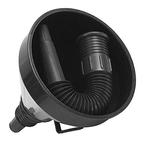 Flex Funnel - Wide Mouth Flexible Funnel with Handle, Multi-Functional Large Plastic Automotive Funnels for Cars and Motorcycles, Engine Oil, Liquid, Diesel, Kerosene,Gasoline (2pcs x 5.2" Black)