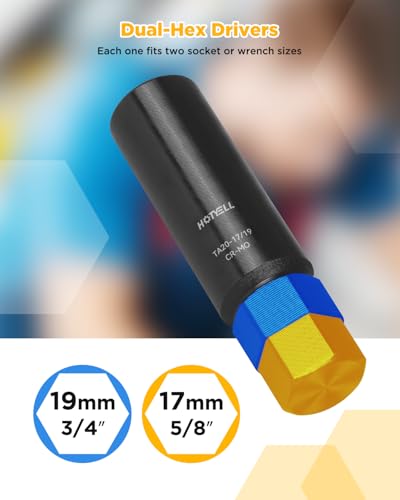 10 Spline Lug Nut Key, Thicker Wall 10 Point Wheel Lock Socket Set | CR-MO Wheel Lugnut Removal Tool for Aftermarket Locking Lug Nuts, Compatible with Bimecc Lug Nuts - style: TA20-17/19