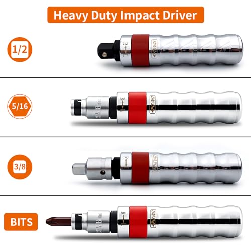 Hand Manual Reversible 35PCS Master 1/2-inch 3/8-inch Impact Driver Set Extractor- Impact Screwdriver S2 Steel Disengage Rusted Fasteners or Frozen Bolts - color: 35 Pcs