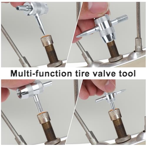 Gosknor 2pcs 4-Way Valve Core Tools, 4-in-1 Tire Valve Tool Valve Stem Core Remover Tire Valve Stem Puller Valve Stem Removal Tool for Bicycle Bike Automobile Car