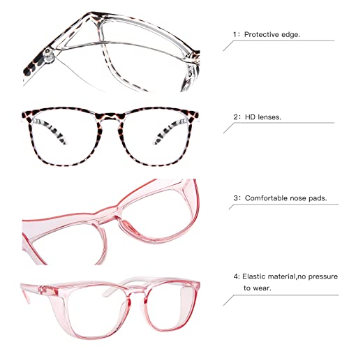 JOO'RTI Anti-Fog Safety Goggles Anti-Blue Light Saftey Glasses Anti-Dust Protective Eyewear for Women and Men - color: 2packs(demi & Pink)