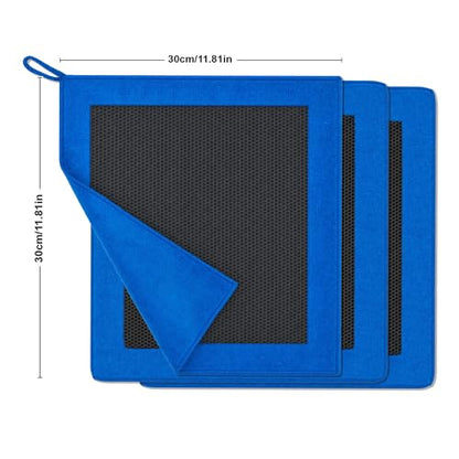 Clay Towel - Auto Detailing Clay bar Towel - Decontaminate Paint and Glass for Smoth Washing - Improve Wax and Sealant Bonding, Enhance Gloss and Color Depth - 3 Pcs 12" x 12"（Blue） (Blue) - color: Blue