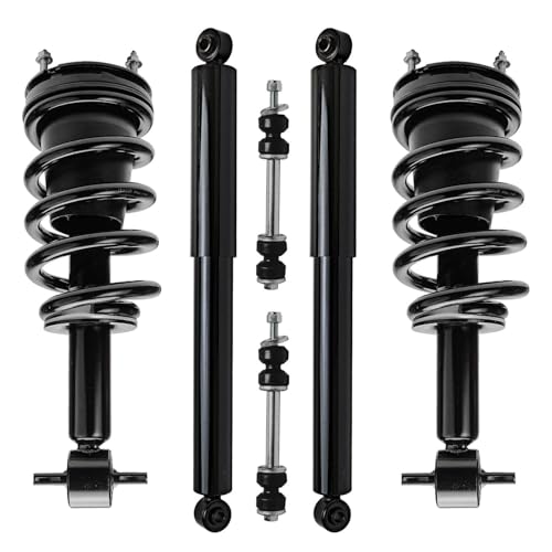 Detroit Axle - 4WD Front 6pc Struts Kit for 2014-2018 Chevy Silverado 1500 | GMC Sierra 1500, Struts w/Coil Spring Sway Bars Rear Shock Absorbers 2015 2016 2017 Replacement Suspension - size: 6AQS47172/Shock Kit